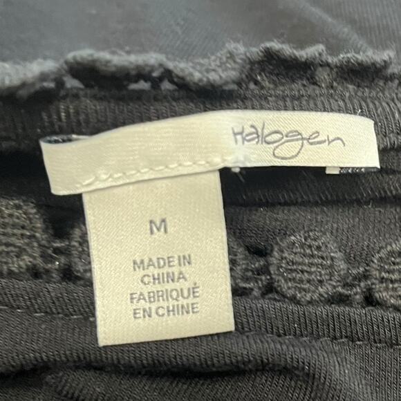 HALOGEN Black Dot Lace Trim Sleeveless Top Relaxed Fit Women's Size Medium - Picture 5 of 6
